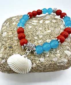 Alternative view of Teal and Orange Teams Shell Bracelet