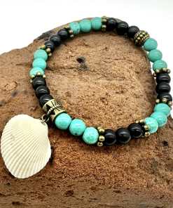 Alternative view of Teal and Black Teams Shell Bracelet