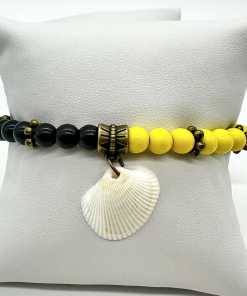 Black and Yellow Teams Shell Bracelet
