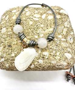 Alternative view of Blushing Quartz and Shell Bracelet