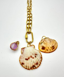 Alternative view of Gold and Calico Scallop Charm Necklace Set