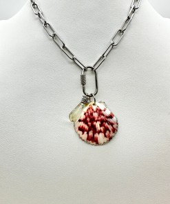 Alternative view of Silver and Calico Scallop Charm Necklace Set